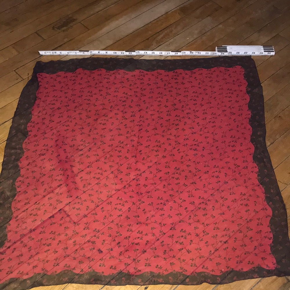 Laura Ashley‎ Red and Black Floral Silk Scarf